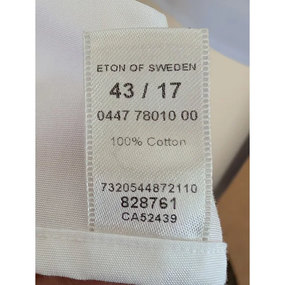 Eton White Tuxedo Shirt Horizontal Pleated Bib Front French Cuffs 43/17 NWOT